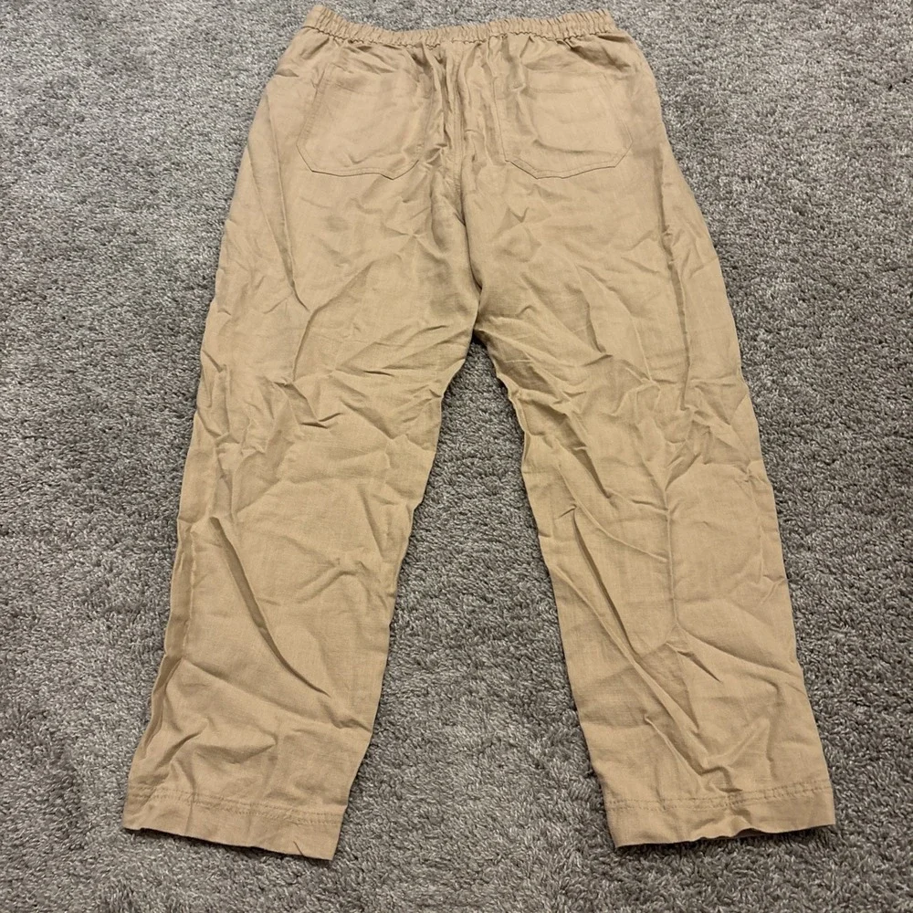 J.Crew Women MED NWT Pants Linen Pull On Coastal Grandma Beach Relaxed Lagenlook